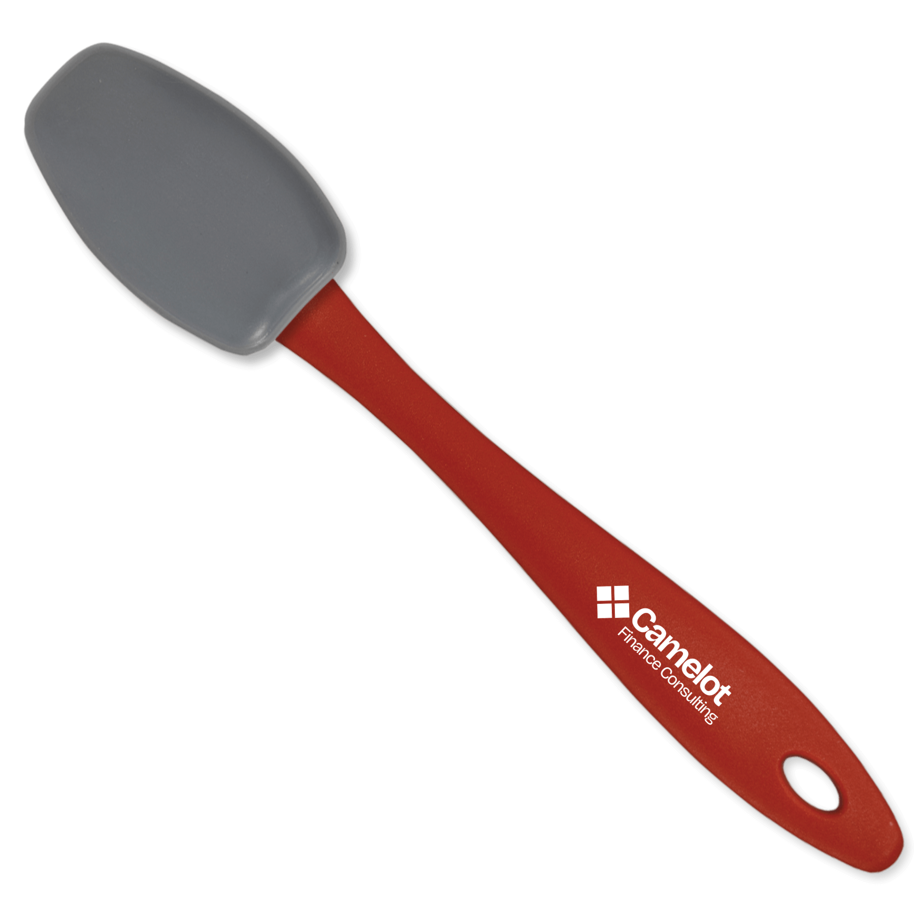 Imprinted - Red Handle - Gray Spoon
